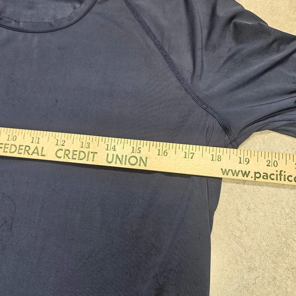 Garnet Hill Swim Rash Guard Women L Navy Blue Long Sleeve Raglan Athletic Top